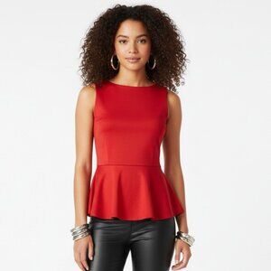 Karina Grimaldi Red Peplum Waist Sleeveless Top S